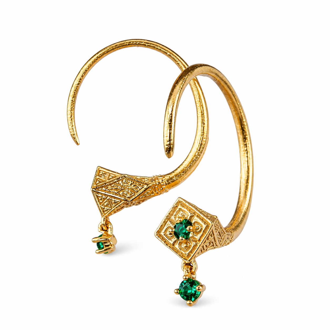 Berber Solid 18k Gold Tuareg Evil Hoops Earrings