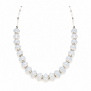 Berber Statement Necklace with Polished Gemstone Luminous Glass Beads Elegant Jewelry Necklace