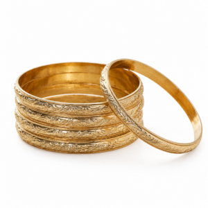Berber Style Gold Color Engraved Bangle Set Bracelet
