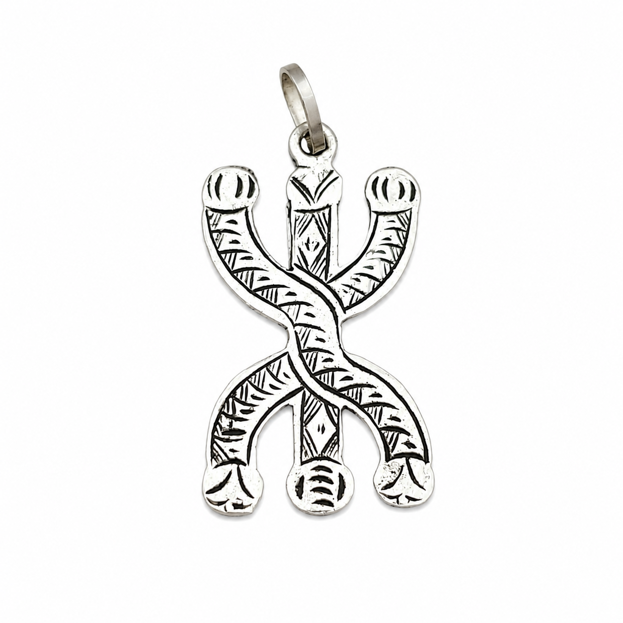 Berber Symbol Pendant African YAZ Charm Necklace Silver