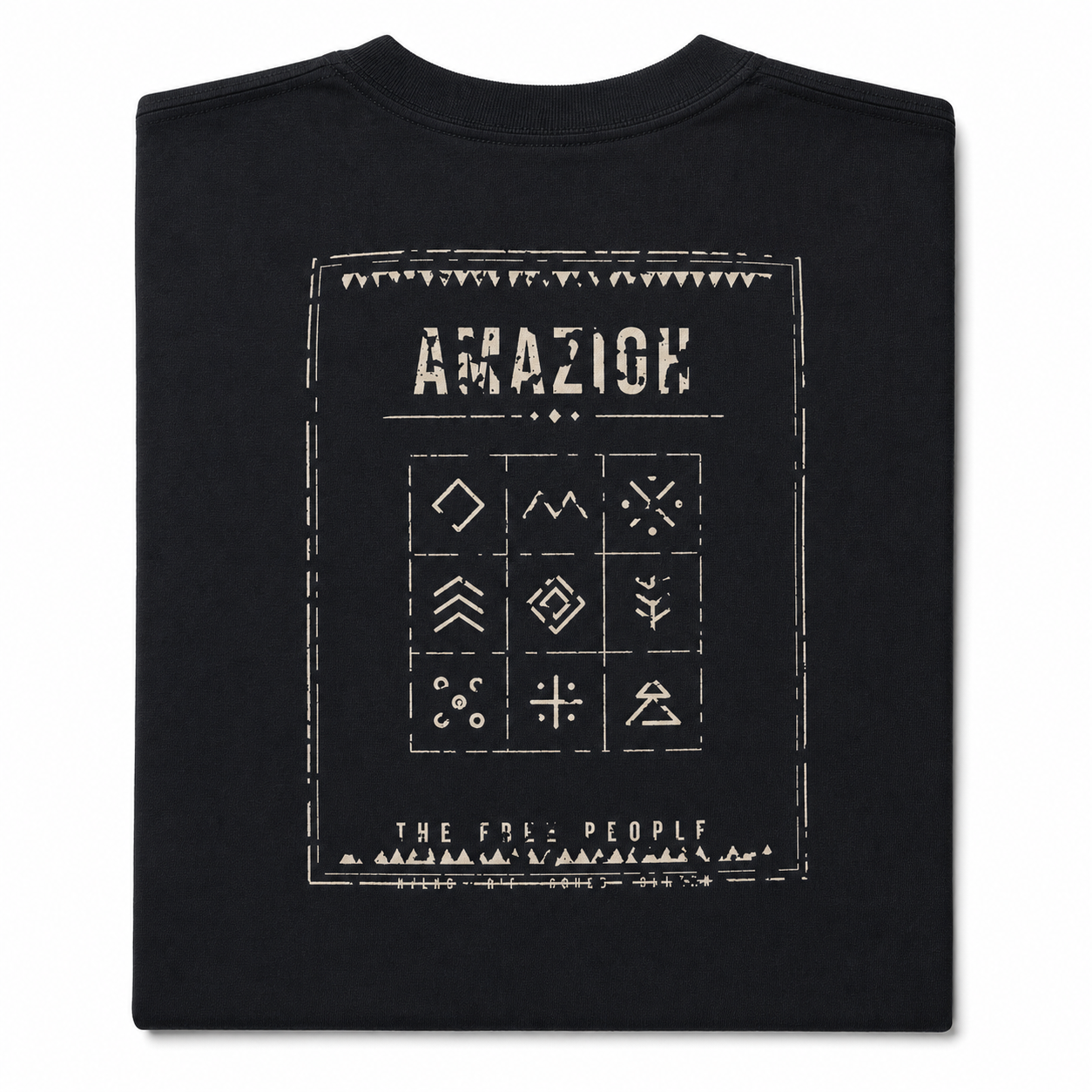 Berber T-Shirt Black Silver Cotton Diamond Eye Tribal