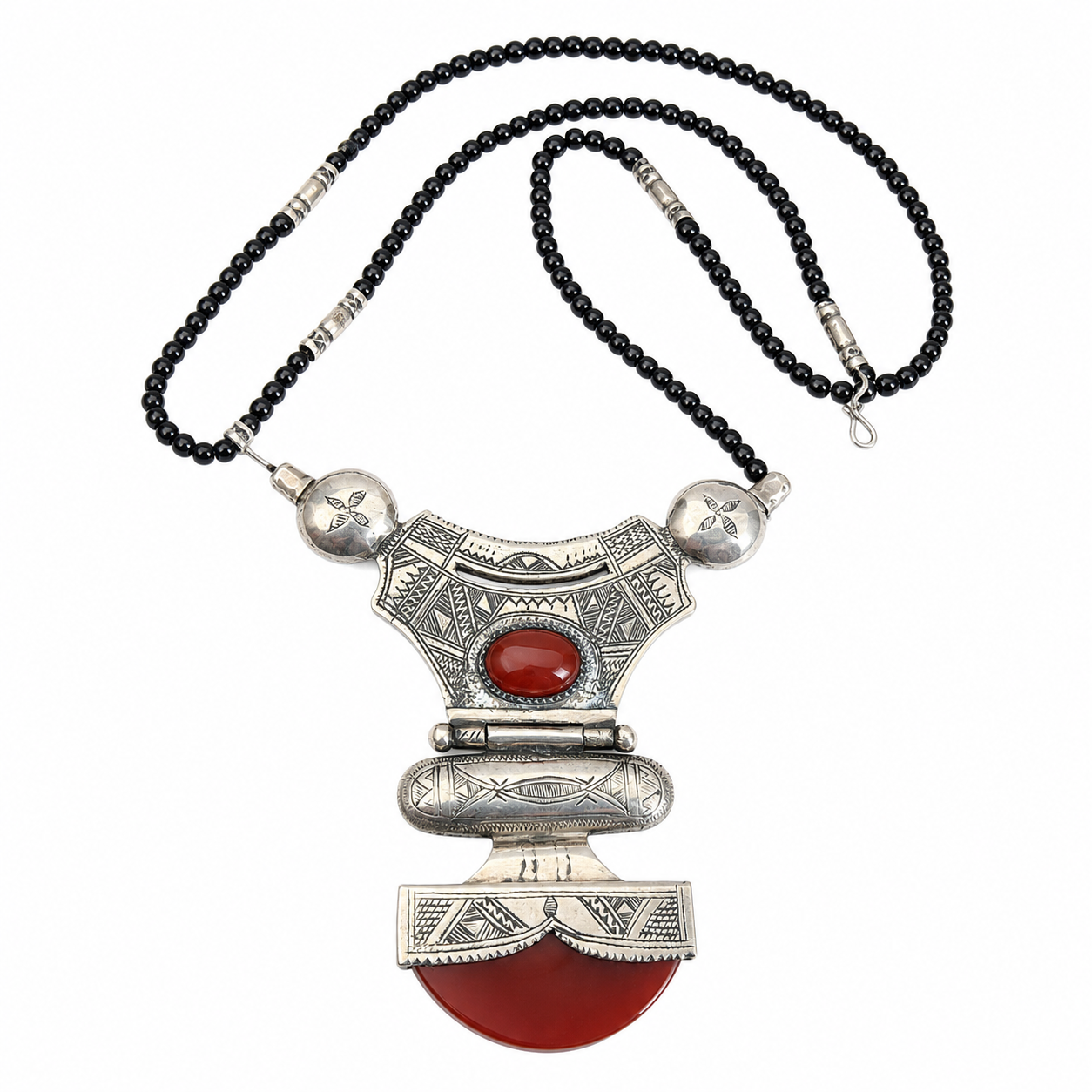 Berber Tanfouk Silver Carnelian Morocco Tuareg Necklace Et5083