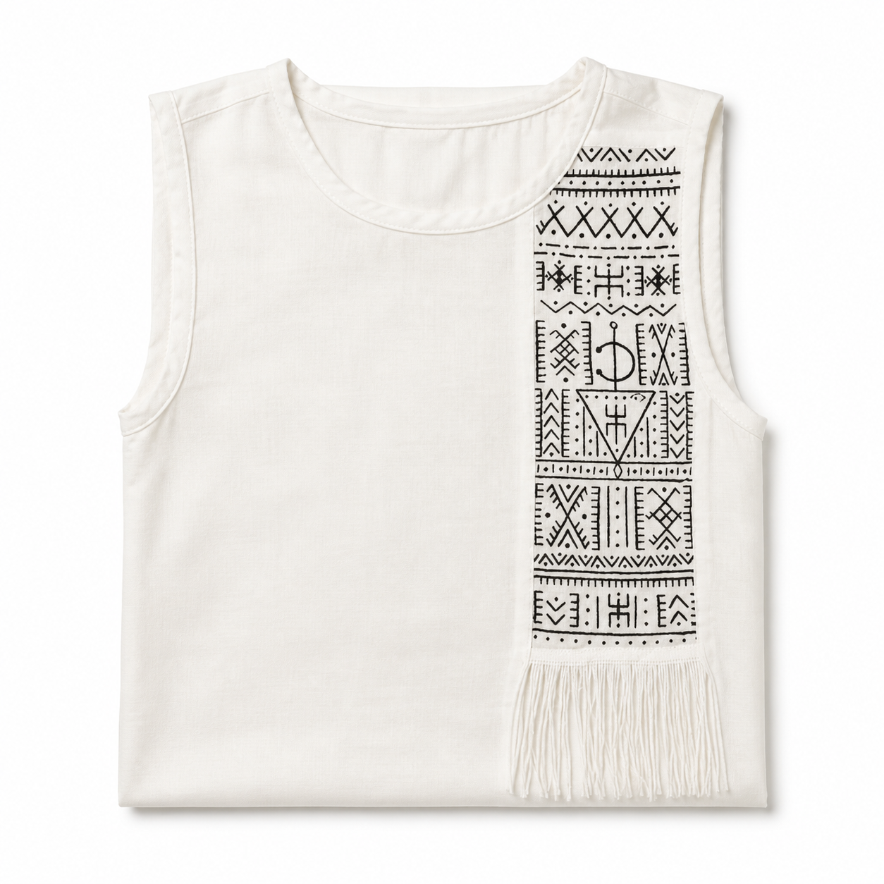 Berber Tank Top Symbol Sleeveless Handmade Cotton Shirt