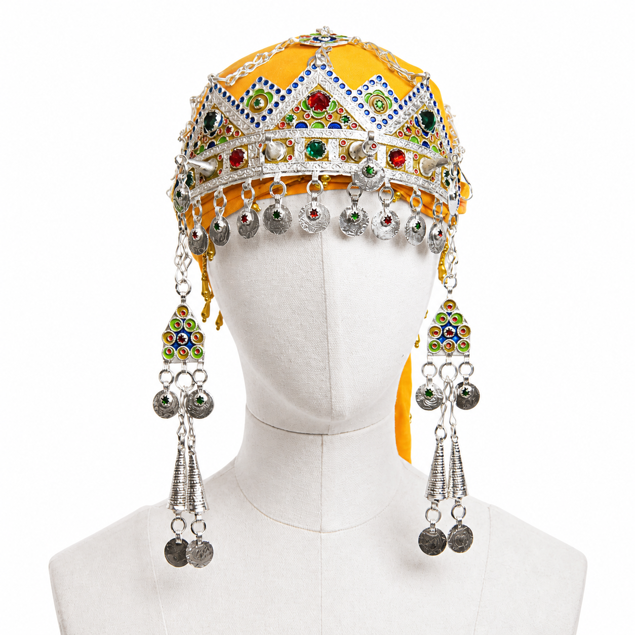 Berber Taounza Amazigh Plated Silver Enamel Tribal Crown Jewelry Headband