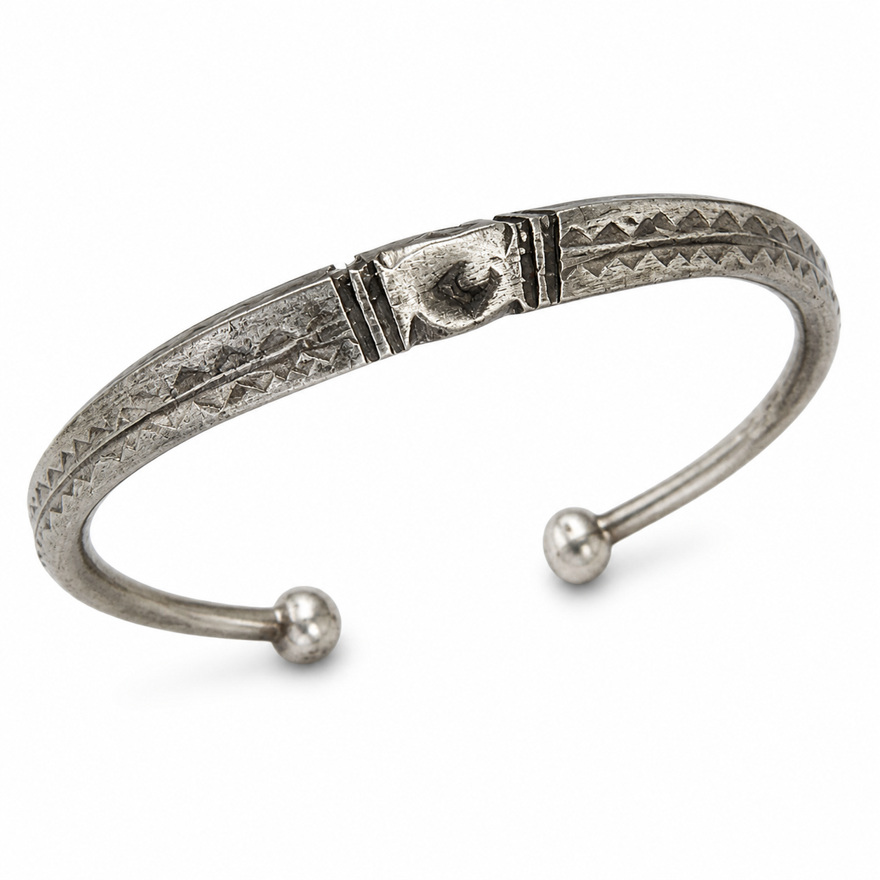 Berber Traditional Handmade Stainless Steel Engraved Bangle Bracelet