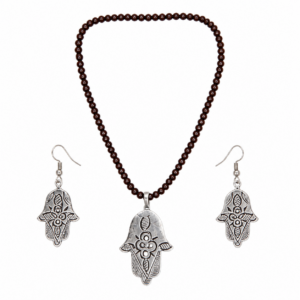 Berber Tuareg Fatima Khamsa Yaz Symbol Necklace Earrings Fibula Jewelry Set