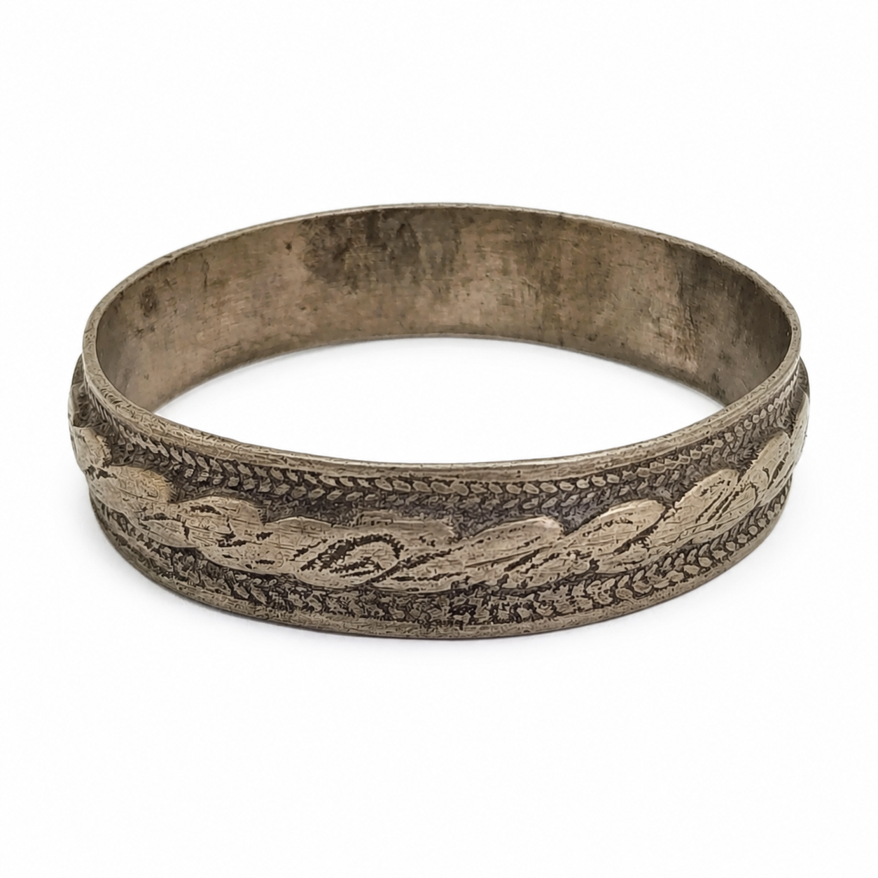Berber Vintage Handmade Mixed Metal Twisted Tribal Bangle Bracelet
