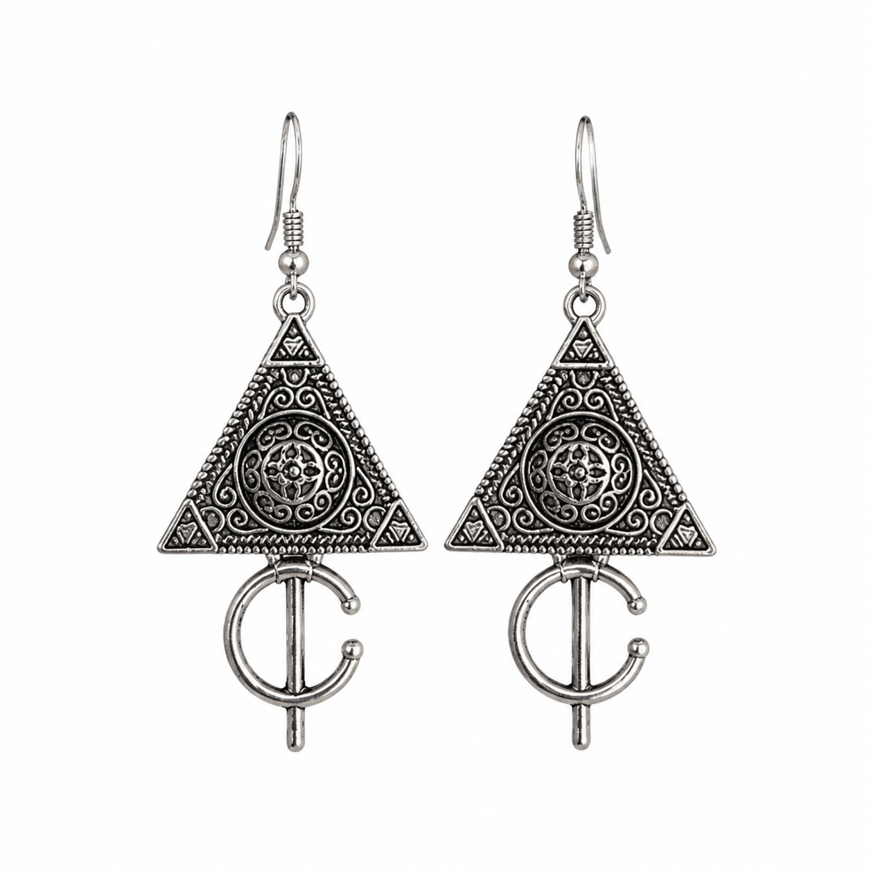 Berber Vintage Triangle Tribal Boho Statement Jewellery Earrings