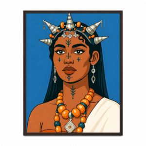 Berber Woman Face Tattoo Illustration Digital Wall Art Print