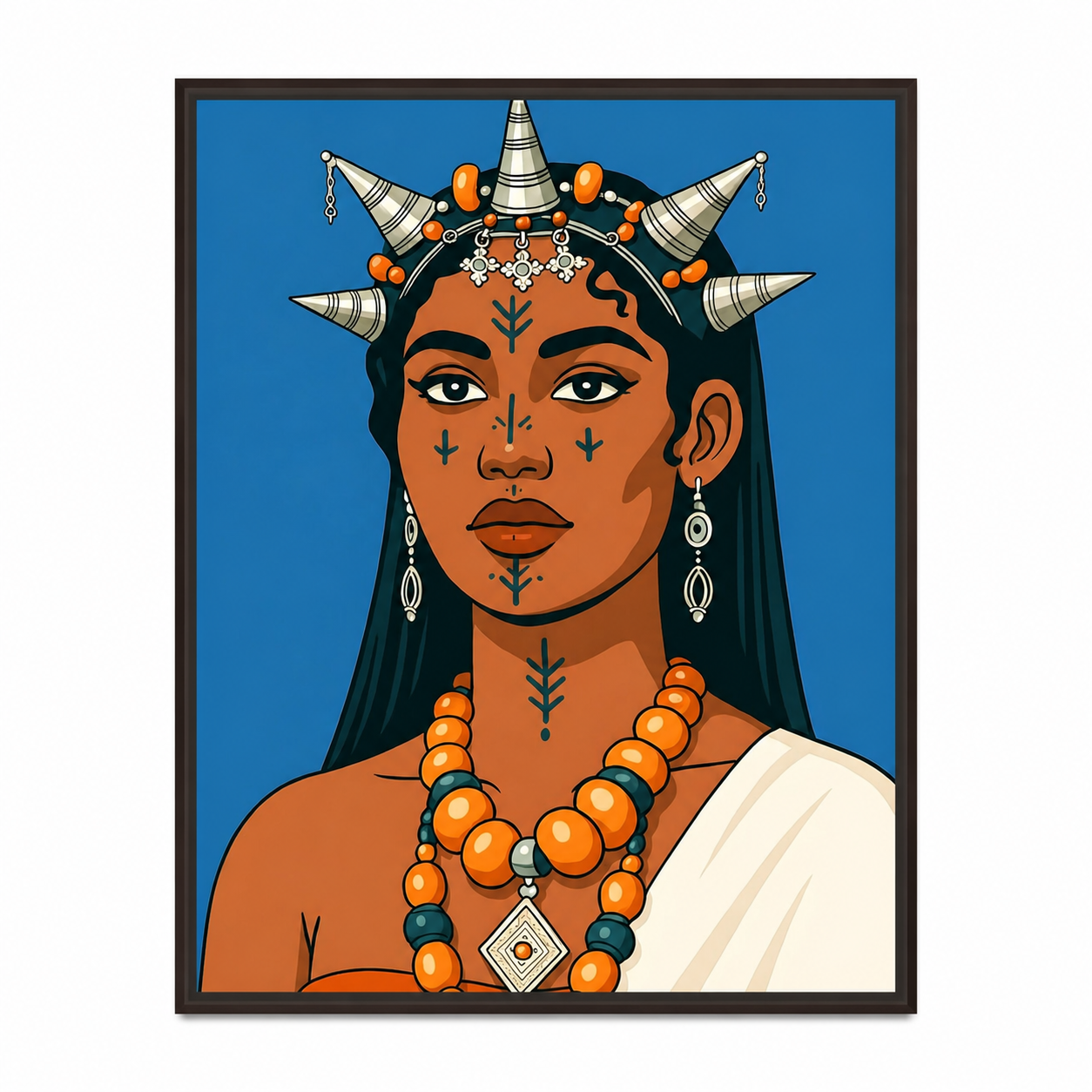 Berber Woman Face Tattoo Illustration Digital Wall Art Print
