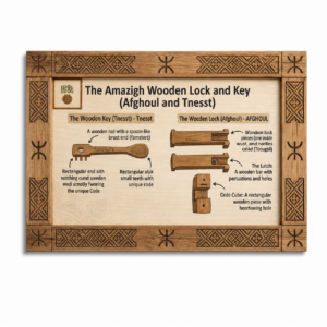 Berber Wooden Lock Key Infographic Poster Wall Art