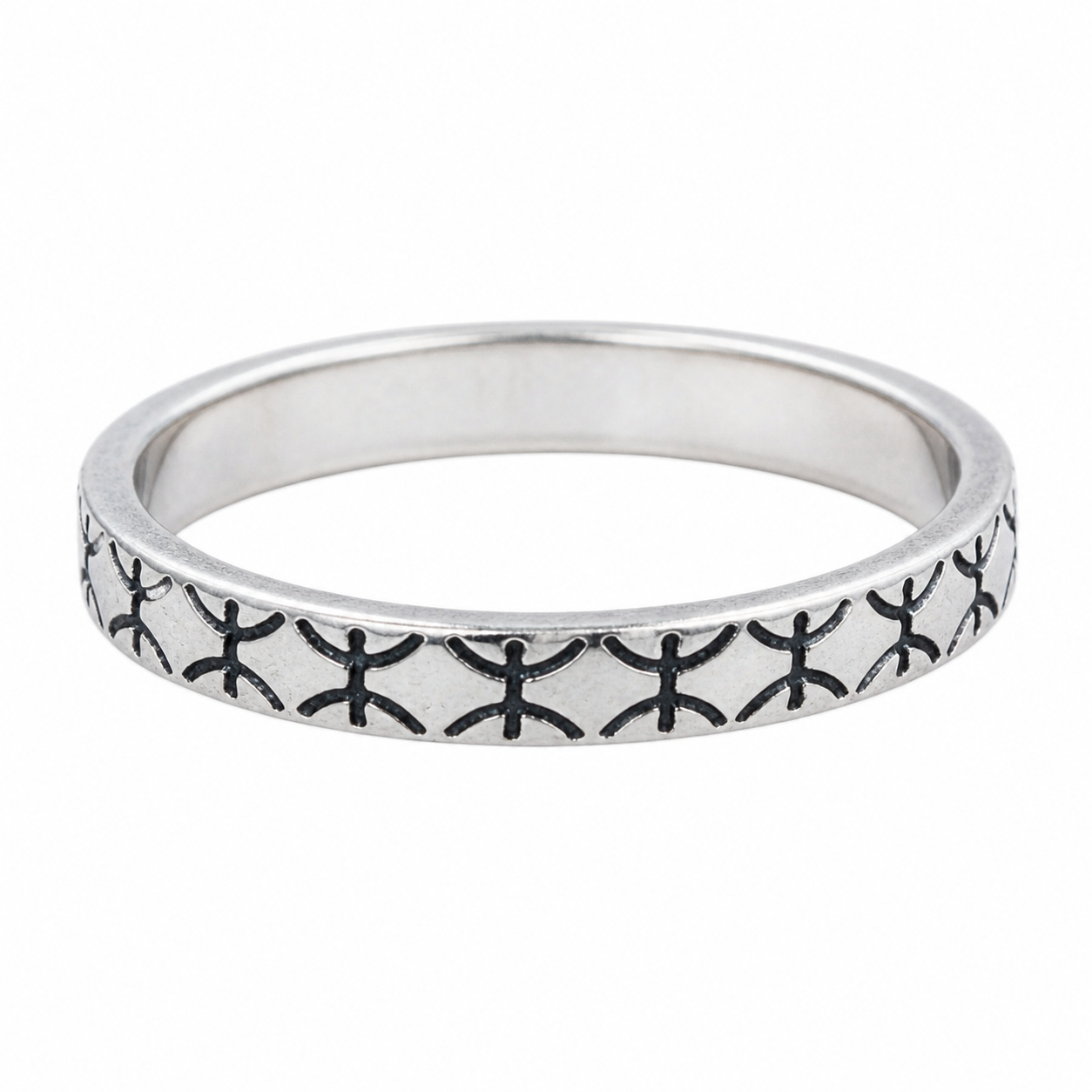 Berber Yaz Symbol Solid 925 Silver Band Ring