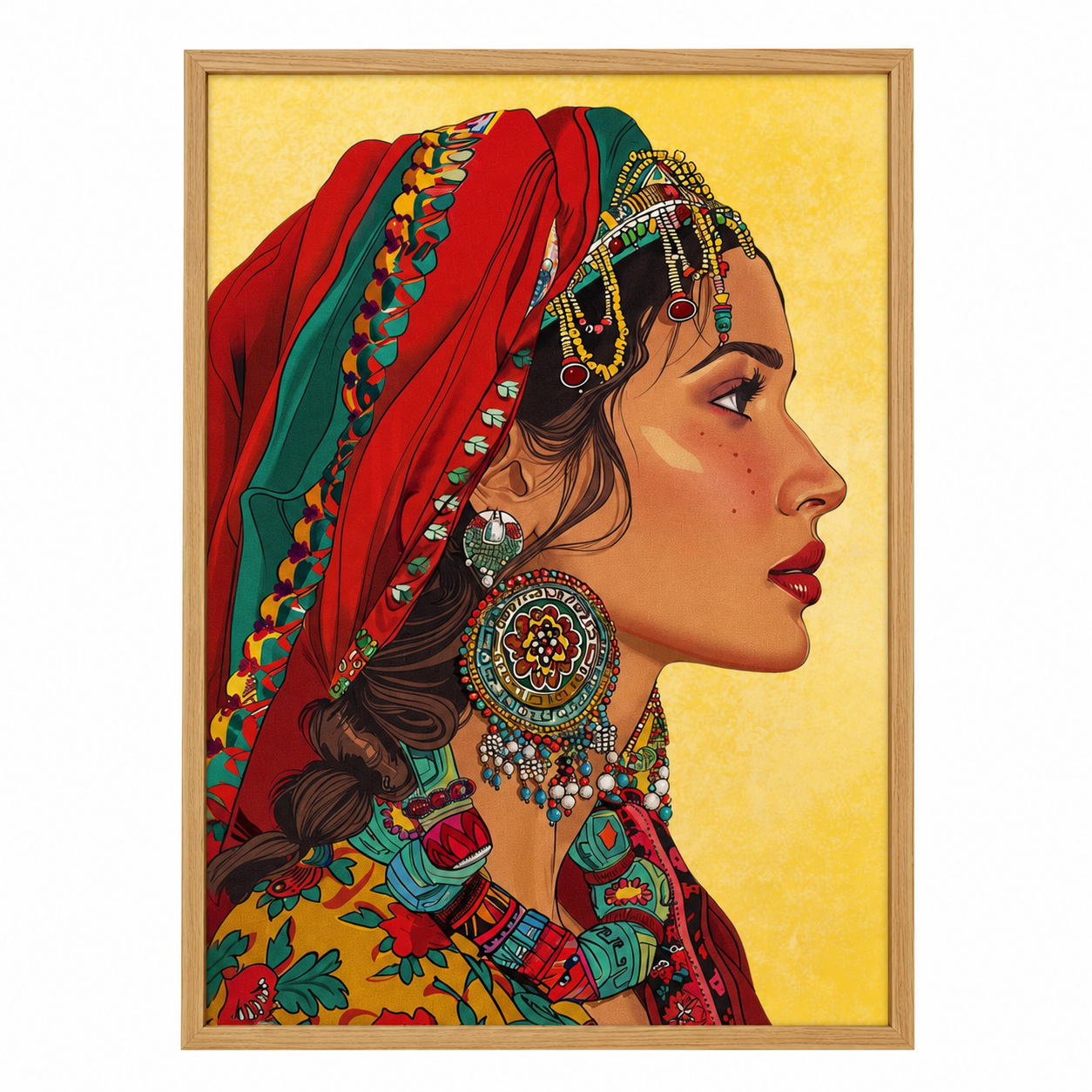 Berber Yellow Woman Illustration Wall Art Poster Affiche