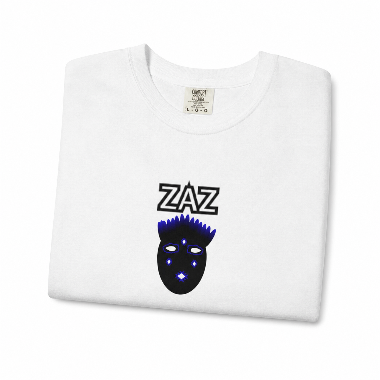 Berber ZAZ Tribal Mask T-Shirt White Black Blue
