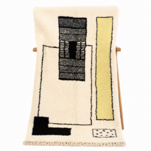 Custom Amazigh Berber Ivory Geometric Natural Wool Living Room Rug