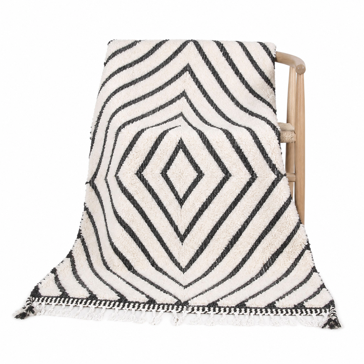 Custom Amazigh Berber Wool Living Room Geometric Neutral Rug