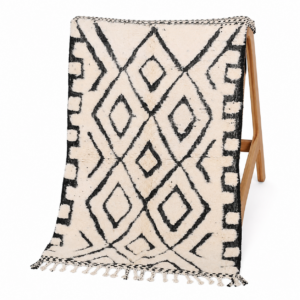 Custom Amazigh Berber Wool Neutral Living Room Geometric Handmade Rug