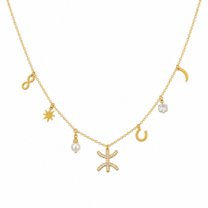 Dont Amazigh Yaz Berber Kabyle Tifinagh Seven-Charm Gold Necklace