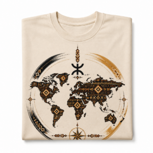 Berber World Map PNG JPG Canvas Geometric Shirt