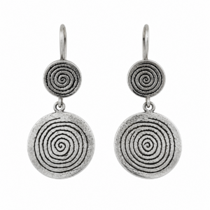 Handcrafted Amazigh Spiral Silver Tribal Symbolic Dangle Earrings