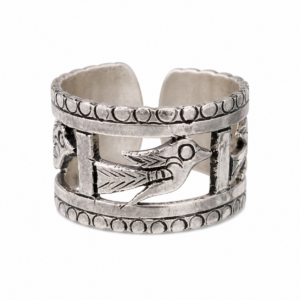 Handmade Amazigh Berber Bird 925 Sterling Silver Wide Band Ring
