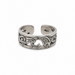 Handmade Amazigh Berber Fish 925 Sterling Silver Adjustable Lunja Ring