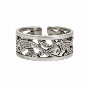Handmade Amazigh Berber Fish Motif 925 Sterling Silver Adjustable Ring