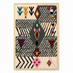 Handmade Amazigh Berber Geometric Wool Tapestry Framed Wall Art