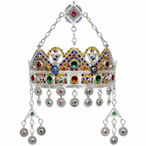 Handmade Amazigh Berber Taounza Silver Enamel Tribal Crown Headband