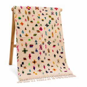 Handmade Amazigh Berber Tifinagh Geometric Natural Wool Area Rug
