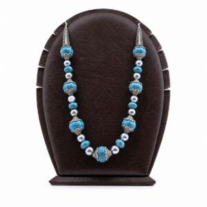 Handmade Amazigh Berber Turquoise-Style Silver-Tone Bead Statement Necklace
