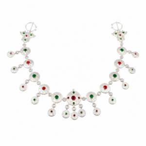 Handmade Amazigh Silver-Plated Necklace with Two Traditional Khelalat Pins