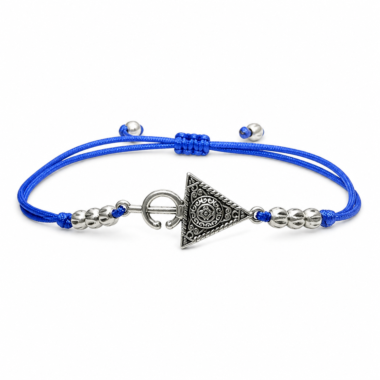 Handmade Amazigh Tazerzit Blue Thread Adjustable Unisex Tribal Bracelet