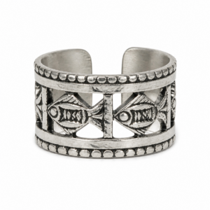 Handmade Berber Amazigh 925 Sterling Silver Fish Adjustable Ring