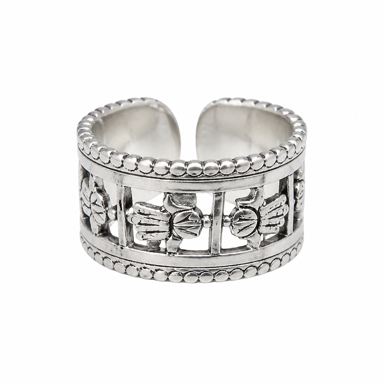 Handmade Berber Amazigh 925 Sterling Silver Khomsa Hamsa Adjustable Ring