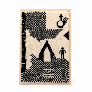 Handwoven Amazigh Berber Wool Rug Wall Tapestry with Tuareg Yaz