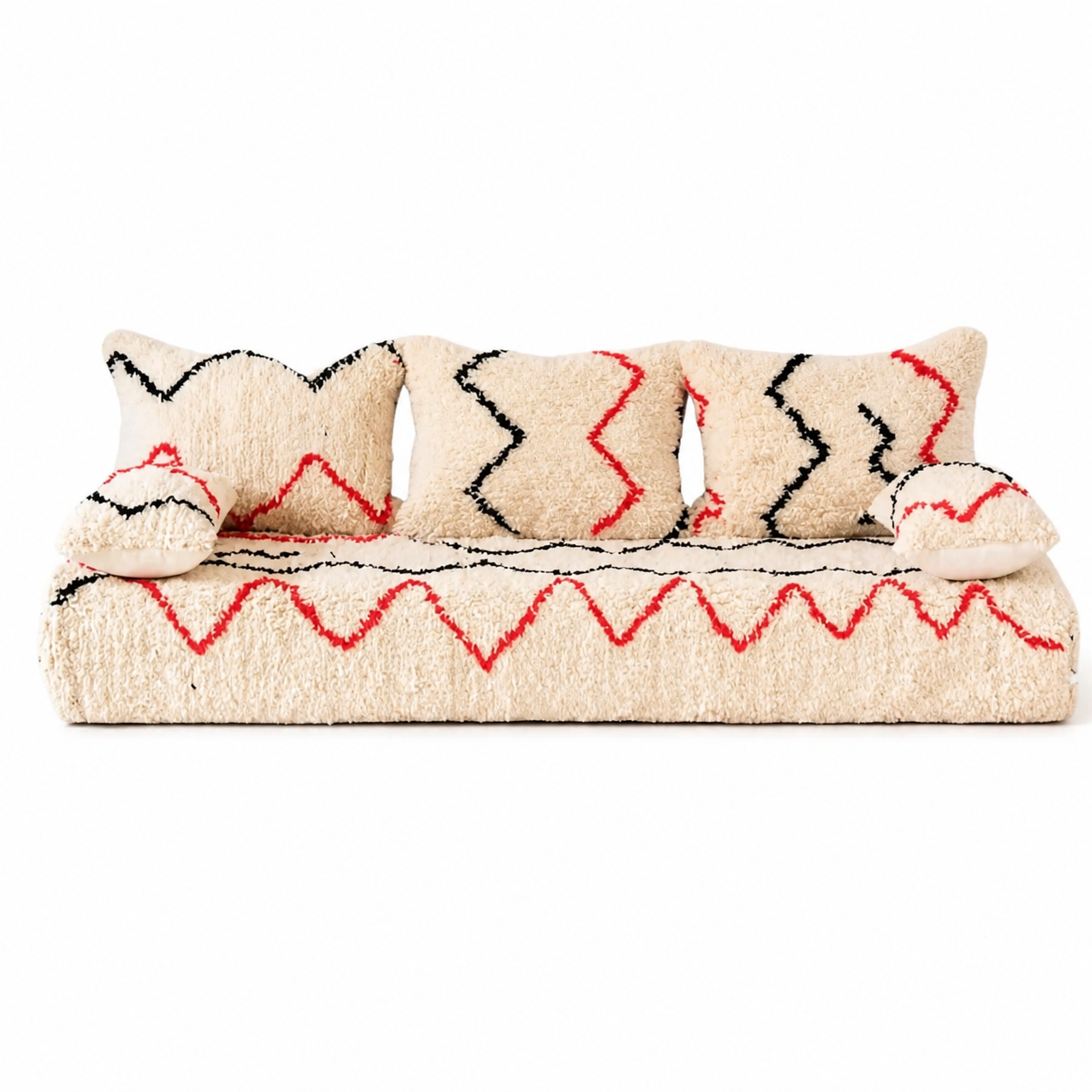 Pouf with Amazigh Wool Majlis Floor Sofa Covers and Pillowcases