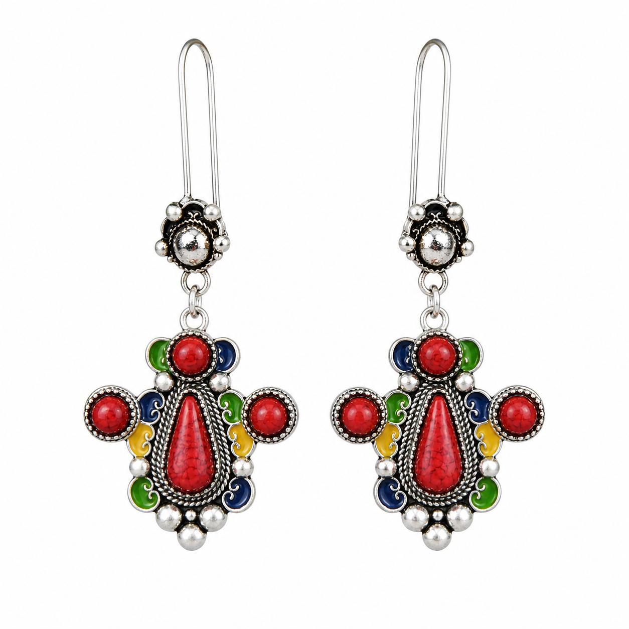 Traditional Kabyle Amazigh Berbères Handmade Colorful Dangle Earrings