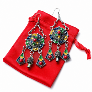 Traditional Kabyle Amazigh Berbères Three-Charm Handmade Dangle Earrings