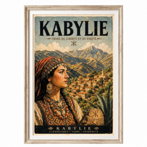 Vintage Kabyle Berber Travel Poster Amazigh Algeria Wall Art