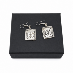 Vintage Tuareg Amazigh Berber Yaz Silver-Tone Geometric Drop Earrings