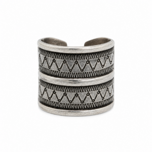 Wide Amazigh Berber 925 Sterling Silver Double Zigzag Lunja Ring