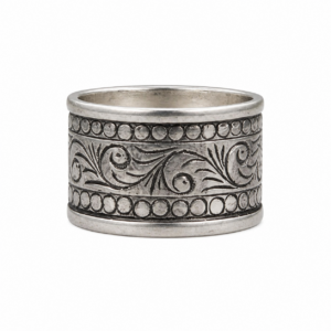 Wide Amazigh Berber Hand-Engraved 925 Sterling Silver Artisan Ring