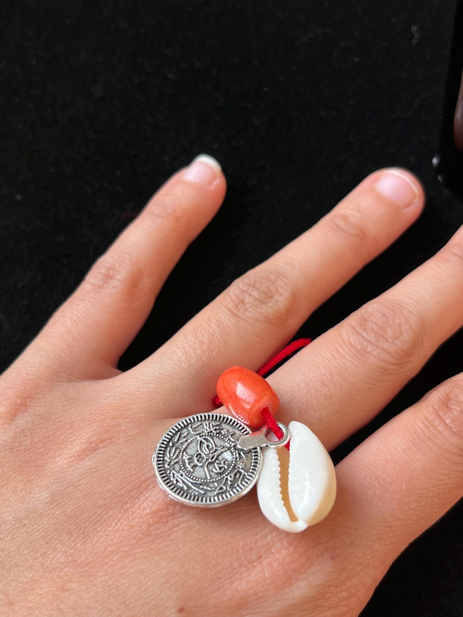 Amazigh Rif Traditional Adjustable Pearl Ring for Henna Style