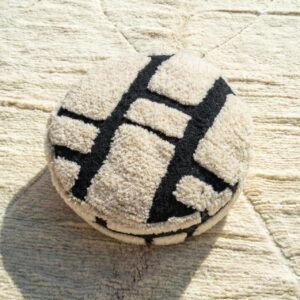 Berber Handmade Beni Ourain Wool Ottoman Boho Pouf
