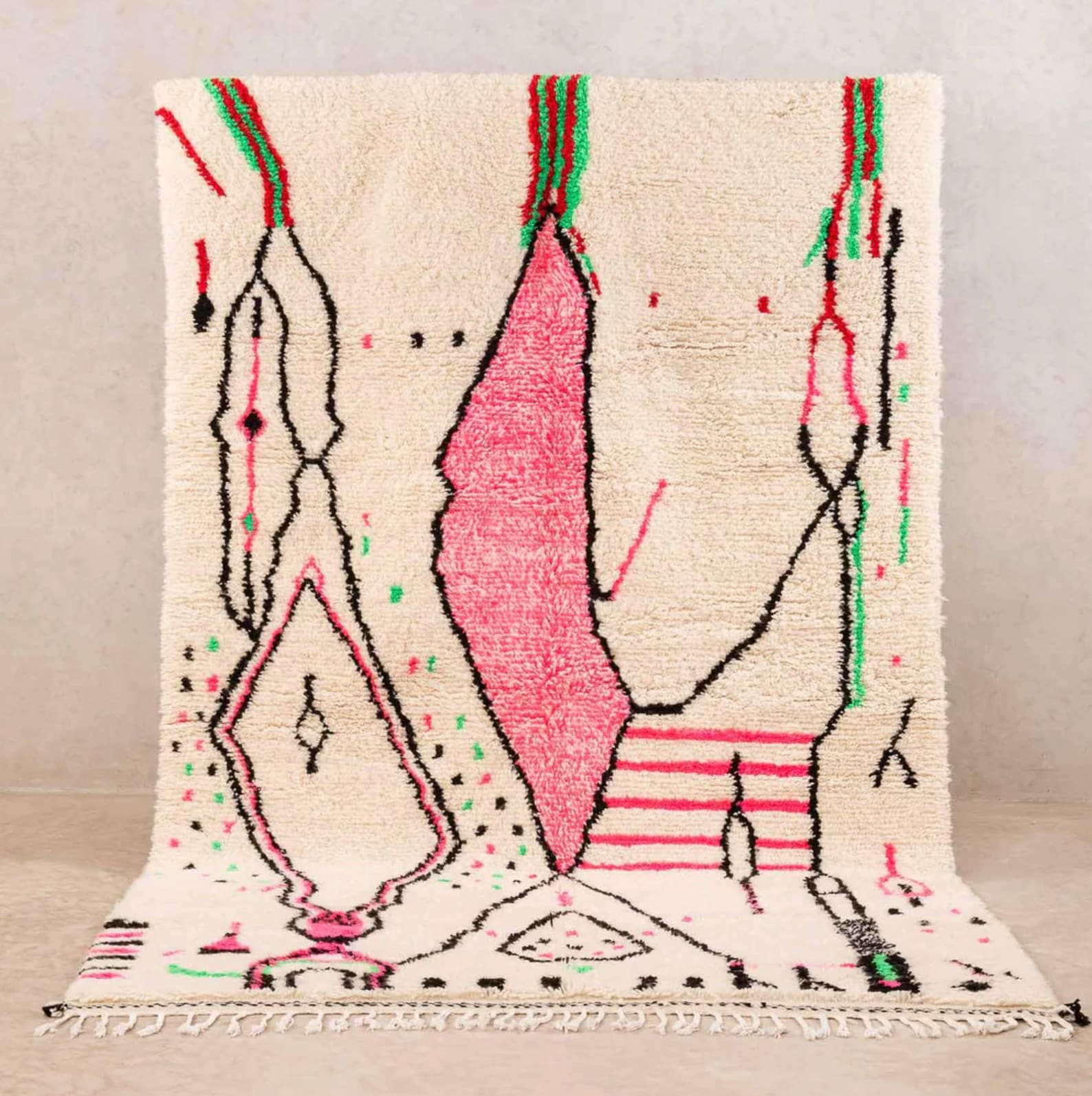 Berber Pink Abstract Handmade Wool Area Colorful Rug