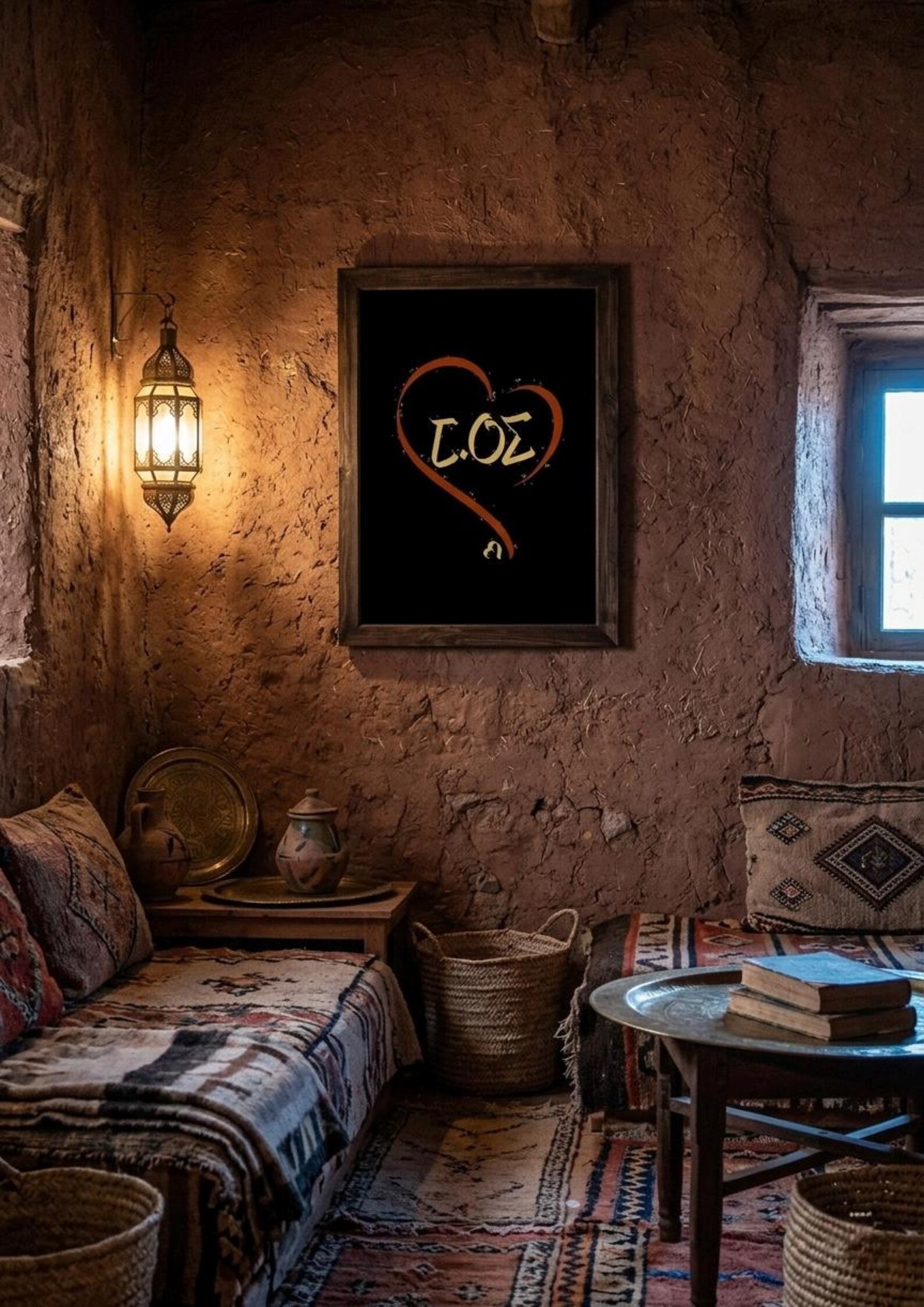 Custom Amazigh Tifinagh Name Heart Personalized Digital Wall Art