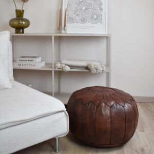 Amazigh Premium XL Scandinavian Leather Brown Chocolate Pouf