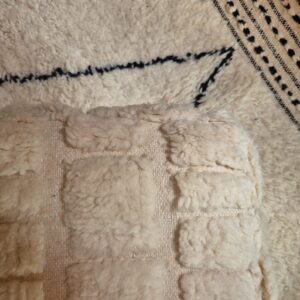 Berber Beni Ourain Square Cover White Wool Pouf