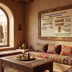 Berber Wooden Lock Key Infographic Poster Wall Art